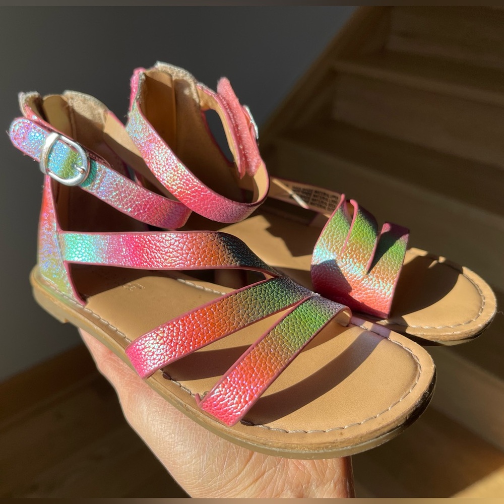 Cat & Jack girls rainbow sandals, size 10.